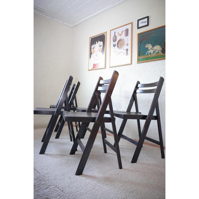 Vintage Painted Black Folding Chairs, Set of 5 For Sale - Image 11 of 18