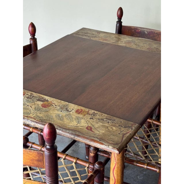 Folk Art Antique Scandinavian Painted Folk Art Dining Set For Sale - Image 3 of 12