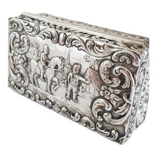 Antique Dutch Silver Repoussé Trinket or Jewellery Box Late 19th Century For Sale