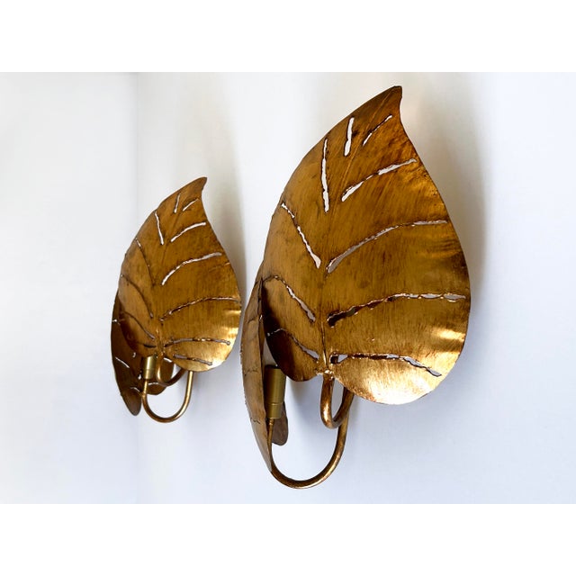 Large Mid-Century Double Leaves Monstera Sconces by Hans Kögl, 1970s, Set of 2 For Sale - Image 10 of 18