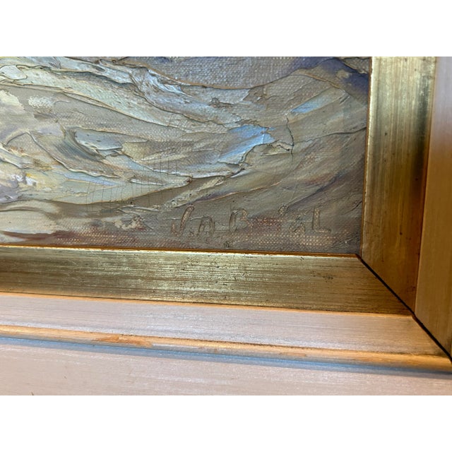 Vintage oil seascape by artist William Brigl. This is a unique take on a nautical theme, in that it uses neutral colors to...