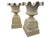 This pair of garden urns is in neoclassical style, with ruffled edge sitting on matching cast iron, painted pedestals....