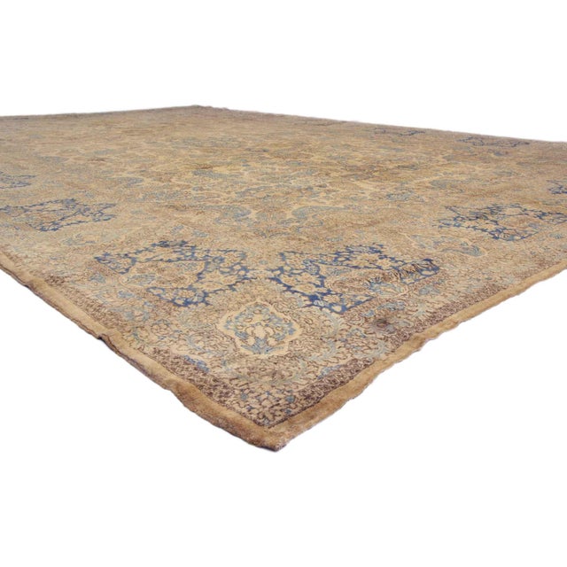 73654 Antique Persian Kerman Rug, 11'08 x 17'07.&nbsp; The Gilded Court: An Antique Persian Kerman Palace Masterpiece of...