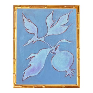 Original Framed Acrylic Botanical Painting, Organic Boho Art Floral by Tatiana Duperault For Sale