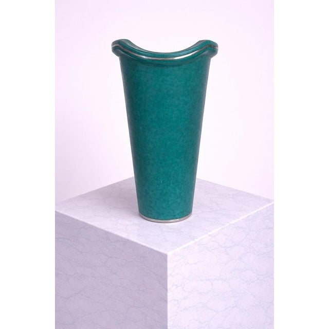 Argenta Vase with Silver Fish by Wilhelm Kåge for Gustavsberg, Sweden, 1940s For Sale - Image 3 of 8