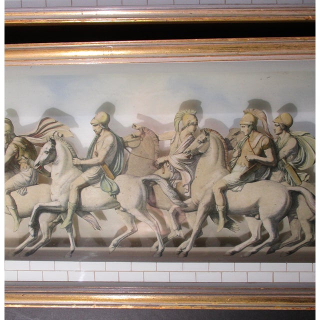 French Neoclassic Diorama Glass Prints in Shadowbox - A Pair of 2 For Sale In New York - Image 6 of 7