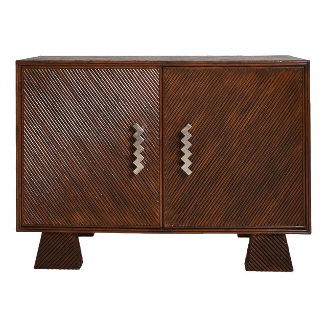 Brown Rattan and Nickeled Bronze Arrabida Sideboard from Barracuda Interiors For Sale