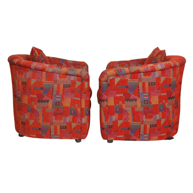 Late 20th Century Postmodern Barrel Chairs, a Pair For Sale - Image 5 of 9