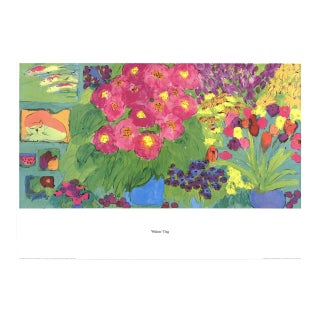 1993 Walasse Ting 'Still-Life with Pink Cat' Contemporary Offset Lithograph For Sale