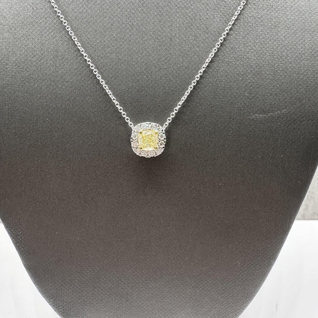Contemporary Natural Yellow Diamond Pendant Necklace in 14kt Gold -0.67ctw, Adjustable 16-18" For Sale - Image 3 of 7