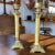 Neoclassical Vintage Pair of Neoclassical Style Taper Candlestick Holders Brass Square Base For Sale - Image 3 of 12