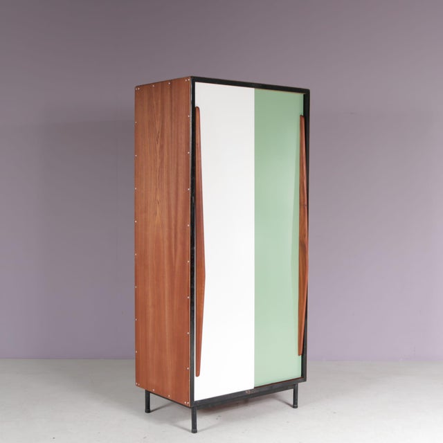 Wood Vintage Wardrobe by Willy Van Der Meeren for Tubax, Belgium, 1952 For Sale - Image 7 of 10