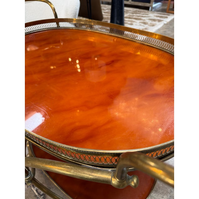 Italian Brass and Lacquered Bar Cart, 1950s For Sale - Image 9 of 9