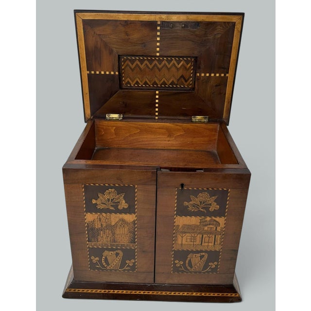 Antique Irish Castle Ruins Killarney Killarneyware Arbutus Wood Jewellery Casket For Sale - Image 10 of 17