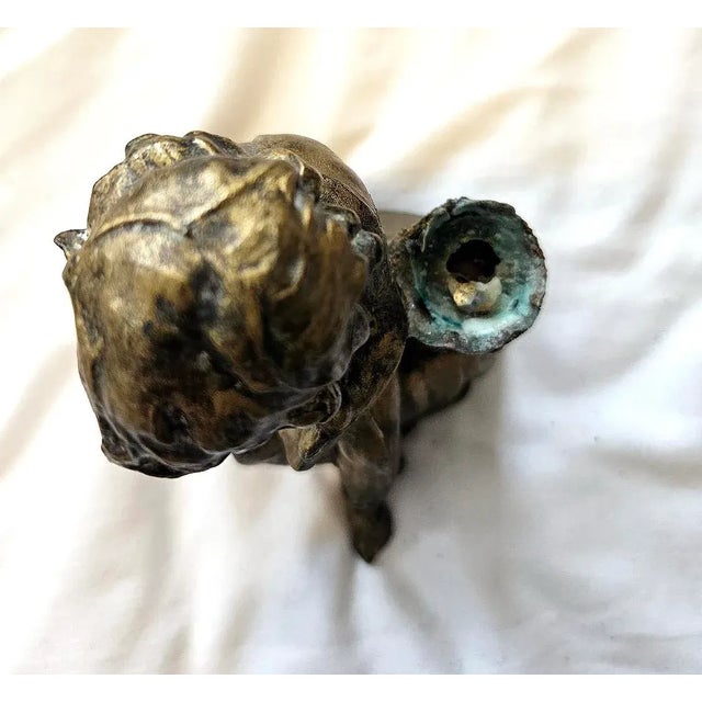 Metal Vintage 1970s Colored Cast Metal Cherub Candle or Pen Holder For Sale - Image 7 of 8