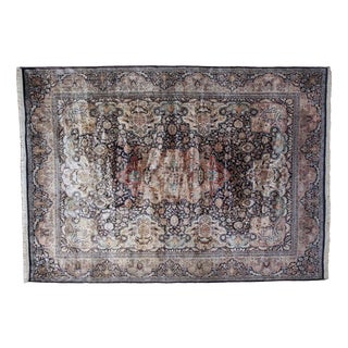 Silk Kashmiri Rug on Cotton Wrap For Sale
