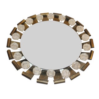 Vintage Mirror with Brass Details, 1960 For Sale