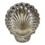 1973 Vintage Hollywood Regency Coastal Clam Sea Shell Silver Serving Bowl, Silver Plate For Sale