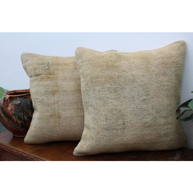 A Pair of Turkish Vintage Rug Decorative Pillow Covers - 20"x20" For Sale - Image 13 of 13