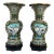 Chinese Jingfa Blue & Gold 'Dragon Back' Cloisonne Beaker Form Vases With Auspicious Cranes & Lotus - A Pair on Wood Stands For Sale
