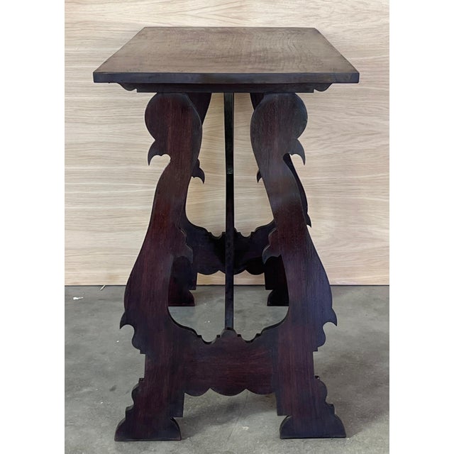 19th Century Ebonized Baroque Spanish Side Table with Lyre Legs For Sale - Image 9 of 18