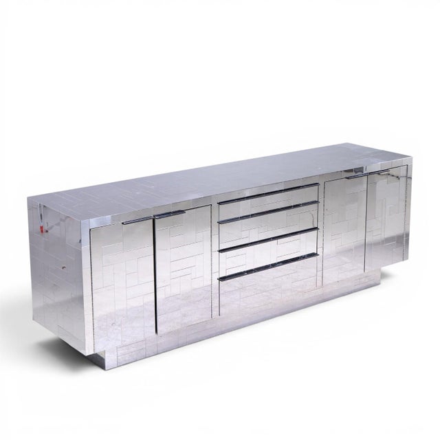Paul Evans Cityscape Mid Century Chrome and Stainless Steel Credenza For Sale - Image 10 of 11