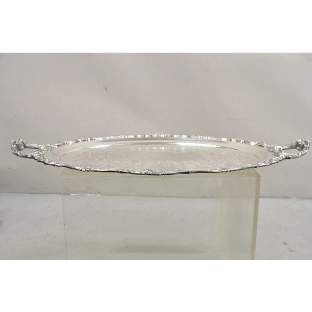 Vintage Baroque by Wallace Oval Silver Plated Victorian Serving Platter Tray For Sale - Image 10 of 11