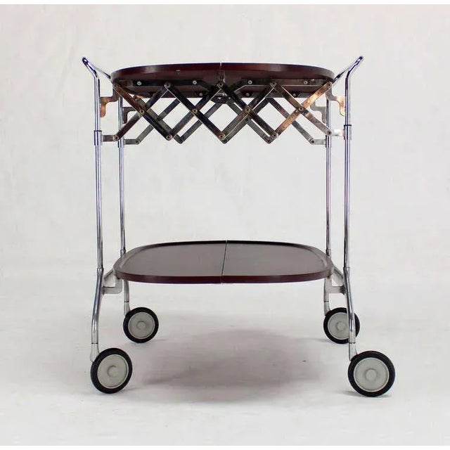 Metal Mid-Century Modern Cartel Folding Serving Cart For Sale - Image 7 of 11