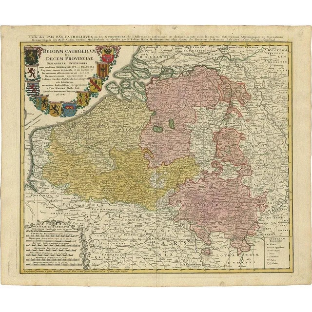 Mid 18th Century Antique Map of Belgium and Luxembourg by Homann Heirs, 1747 For Sale - Image 5 of 5