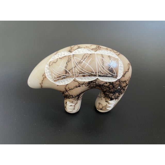 Vintage Horsehair Pottery Spirit Bear by Navajo artisan Tom Vail. The horsehair bear represents a tradition of healing,...