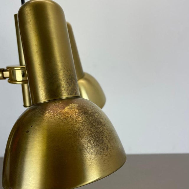 3-Spot Brass Tone Hanging Light by Koch and Lowy for OMI Lighting, Germany, 1970s For Sale - Image 14 of 18