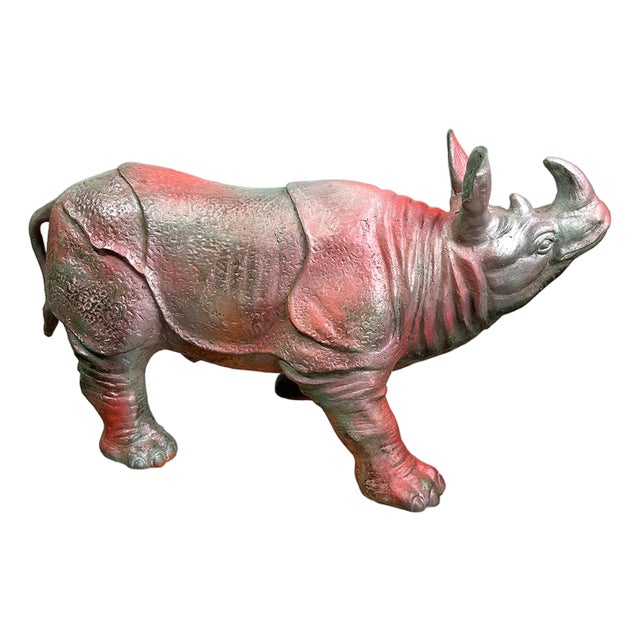 Large Rhinoceros Sculpture, Bronze For Sale