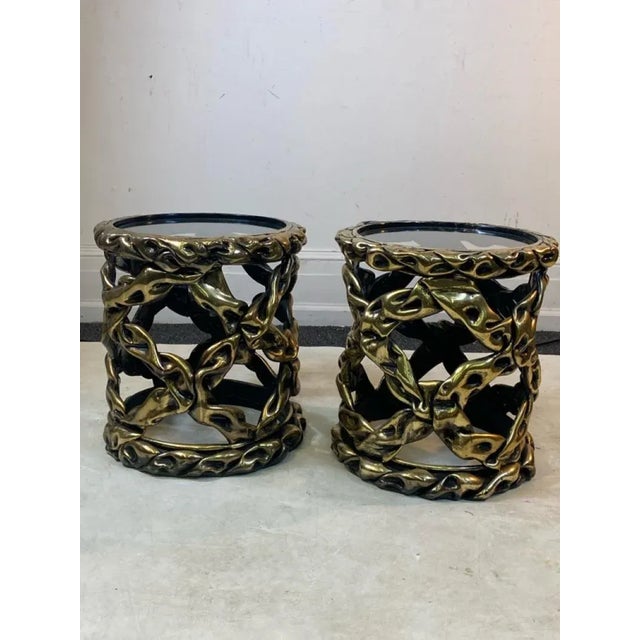 Tony Duquette 1980s Modernist Gold Taffy Resin Tables in the Manner of Tony Duquette - A Pair For Sale - Image 4 of 9