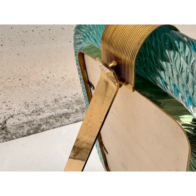 Blue Mid-Century Modern Style Light-Blue"Torchon" Murano Glass Picture Frame and in Barovier Style For Sale - Image 8 of 9