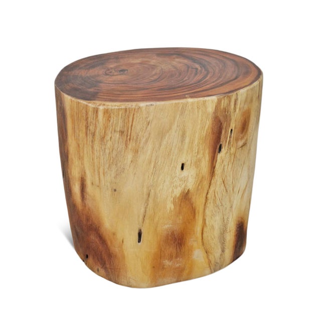 Solid heavy teak root oval stool / side table. Beautiful display of natural wood grain and contrasting tones. Includes...