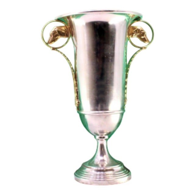 Silver Cup with Gilt Interior and Handles with Embossed Dog Heads For Sale