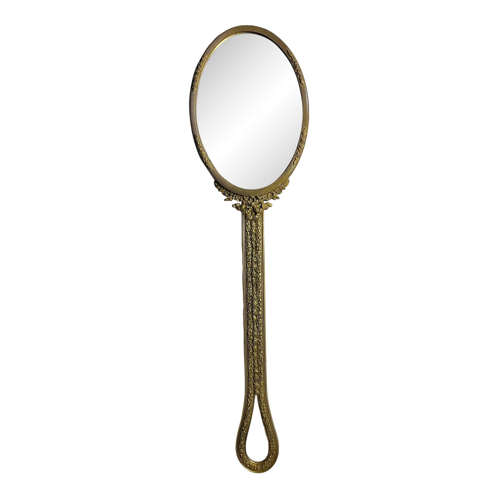 19th Century French Louis XVI Bronze Hand Mirror | Chairish