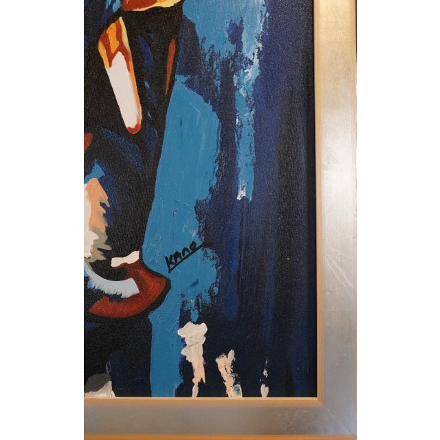 Contemporary "Majestic Blue Elephant" Contemporary Wildlife Painting by Kano Derrock, Framed For Sale - Image 3 of 3