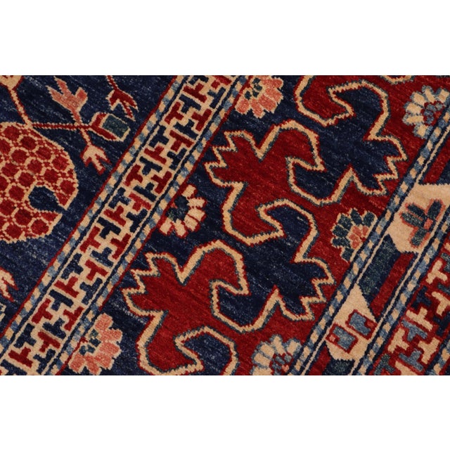 1980s Bohemian Super Kazak Blue/Red Wool Rug - 7'0'' X 7'8'' For Sale - Image 5 of 8