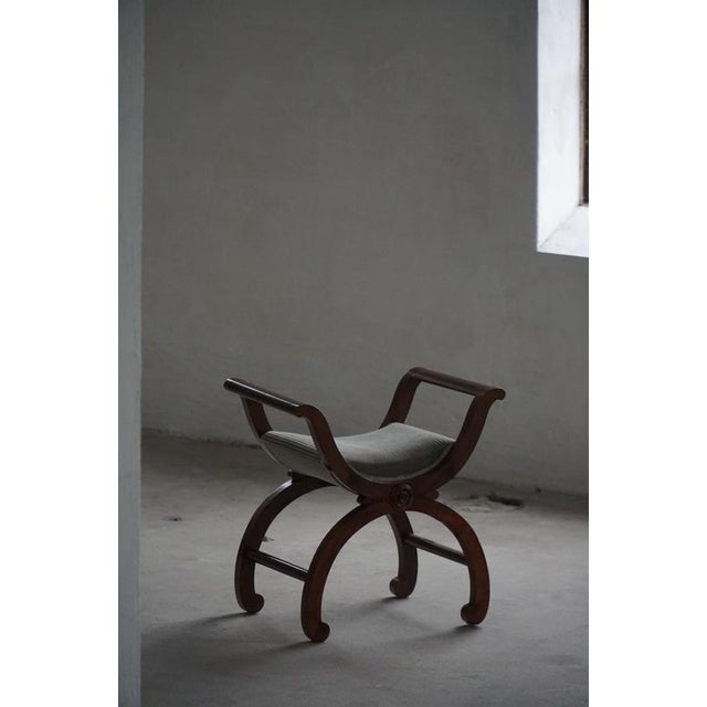 Early 1900s Empire Danish Piano Stool with Velvet Seat For Sale - Image 4 of 12
