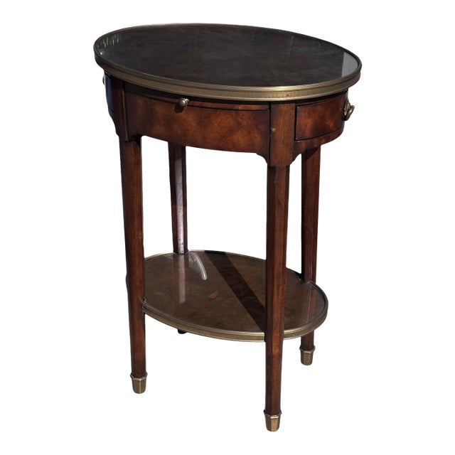 Regency Style Theodore Alexander Mahogany & Brass Side End Table For Sale