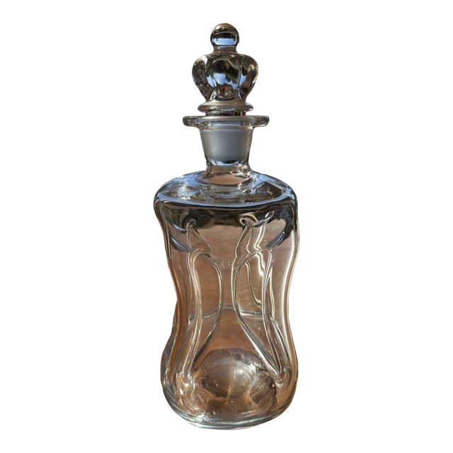Vintage Aalborg Akvavit Holmegaard Kluk Kluk Danish Glass Decanter w/ Stopper For Sale