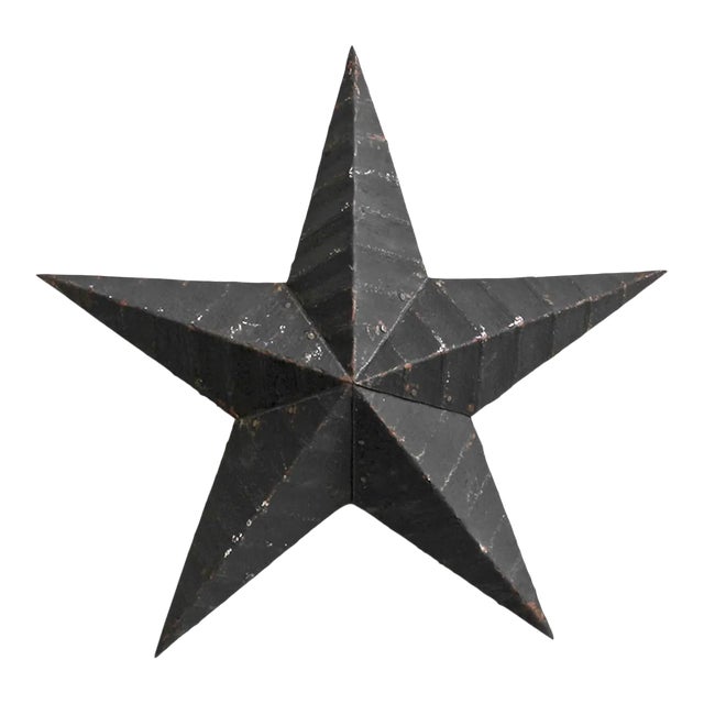 Vintage Black Metal Farmhouse Barn Star Wall Object For Sale