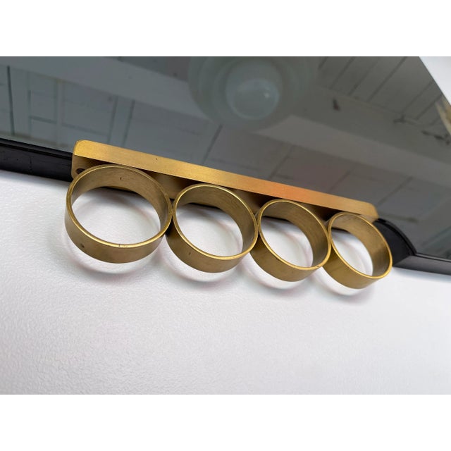 Metal Pair of Mirrors Brass Disc Gray Tinted Glass by Modernindustria, Italy, 1970s For Sale - Image 7 of 13