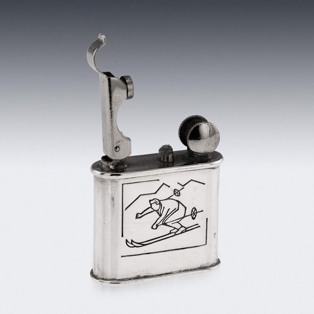 French Chrome-Plated Skiier Lighter by Arthus Bertrand, 1950s For Sale - Image 7 of 12