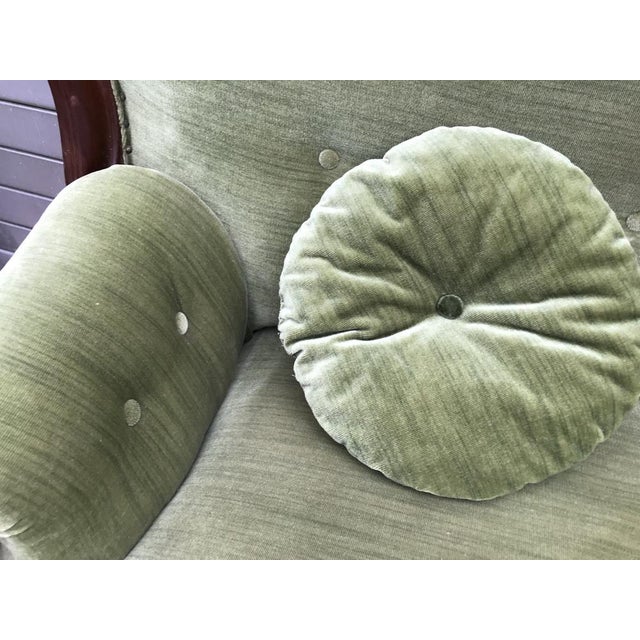 Brown Antique Mahogany Sofa in Green For Sale - Image 8 of 18