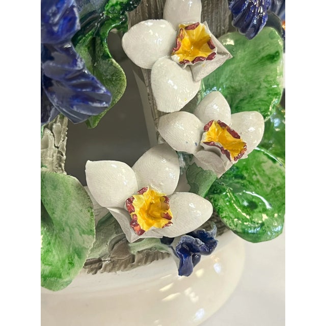 Vintage Italian Majolica Floral Topiary For Sale - Image 11 of 12