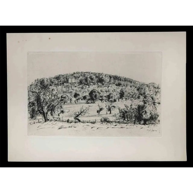 The French Landscape is an original etching realized by Henry Verger-Sarrat in the 20th Century. Good conditions except...