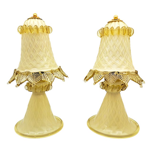 Murano Opaline Glass Lampshades from Manifattura Di Murano, 1980s, Set of 2 For Sale