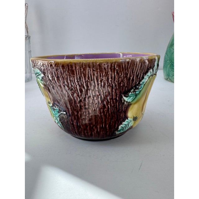 English Majolica Apple & Pear Bowl For Sale - Image 3 of 8